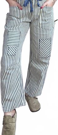 Bibi Benny Twill Barrel Pants In Navy Cream
