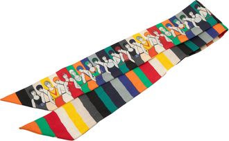 Herm&egrave;s Pre-owned Womens Swimmers Silk Twilly Scarf - White Textile - One Size