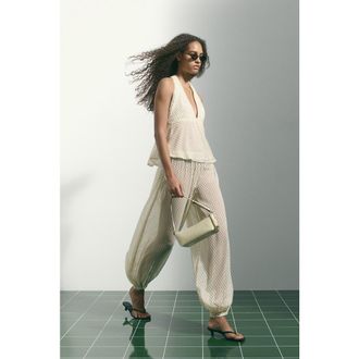 H&M Balloon-leg Pull-on Trousers in Light Yellow/dotted at Nordstrom, Size X-Small