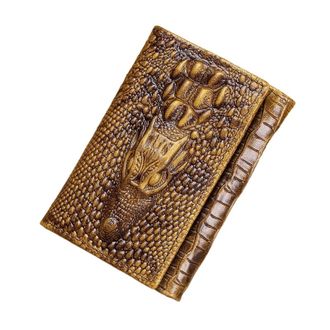 Generic Mens Bifold Wallet - Slim Leather Crocodile Print Multi-Card Holder with Money Clip(Brown)