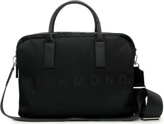 John Richmond Zwarte zwarte nylon laptoptas - Heren - Laptoptassen - Zwart - ONE Size - Nylon - Tassen