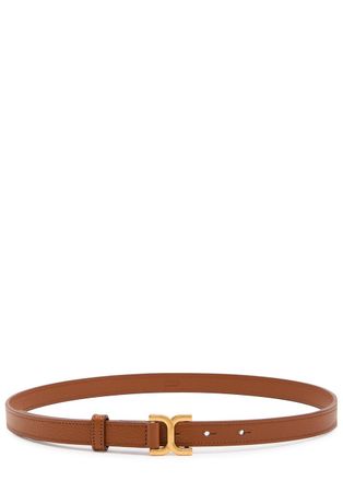 Chlo&eacute; Marcie Grained Leather Belt - Tan - 90 (UK 14 / XL)