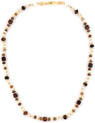 Panacea Mixed Stone & Freshwater Pearl Beaded Necklace in Brown at Nordstrom