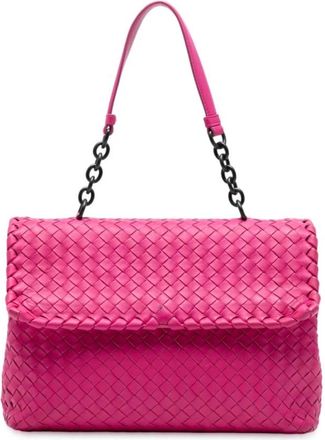 Bottega Veneta Pre-owned Woven Leather Shoulder Bag - Dames - Vintage Schoudertas - Roze - ONE Size - Leer - Vintage