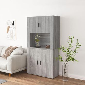 vidaXL Vidaxl - Aparador Alto De Madera Contrachapada Gris Sonoma