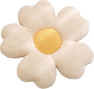 OEM Coj&iacute;n De Felpa Con Estampado Floral, Color Blanco Y Amarillo, 50 Cm