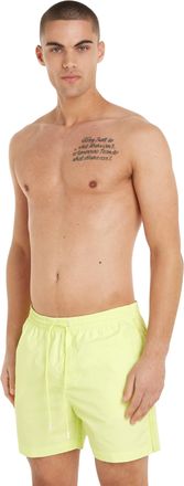 Calvin Klein Men Swim Trunks Medium Drawstring Mid-Length, Yellow (Sunny Lime), L