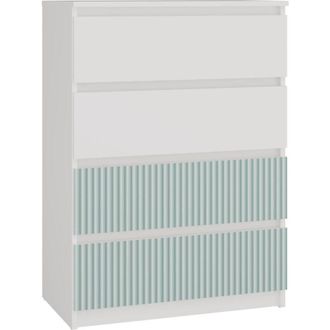 Topeshop Aster T4 - Arc&oacute;n Moderno 4 Cajones - 97x70x40 - Mueble De Almacenaje Para Ni&ntilde;os - Blanco Y Verde
