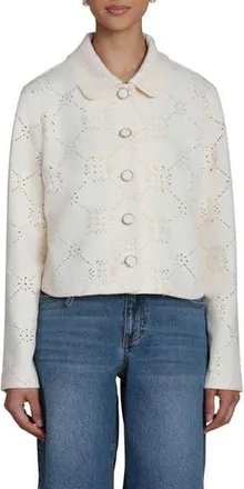 Bagatelle Embroidered Eyelet Boxy Cropped Jacket in Off White at Nordstrom Rack, Size X-Large