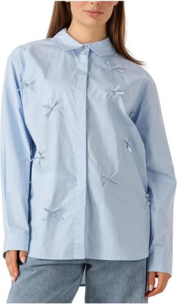 Copenhagen Muse Lichtblauwe Katoenen Blouse voor Dames - Dames - Overhemden - Blauw - S - Katoen - Overhemden