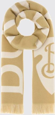 Burberry Contrast Logo Wool Scarf with Fringed Edges