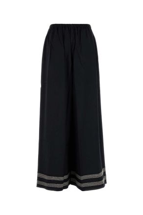Bode Womens Black Viscose Mathilde Wide-Leg Navycream Exterior: Pantaloni
