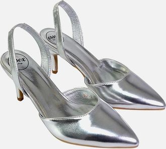 XY London Womens XY London Womens/Ladies Imogen Metallic Sling Back Court Shoes - Silver - Size: 7