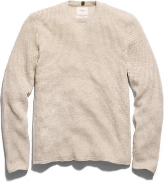 Billy Reid Martin Mini Waffle Crewneck Cotton & Cashmere Sweater in Oatmeal Heather at Nordstrom, Size Xx-Large