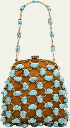 Cult Gaia Brielle Caged Suede Wristlet Evening Bag