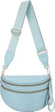 Generic Nylon Crossbody Bag Zipper Bum Bag Spacious Sling Shoulder Bag for Women (Blue)