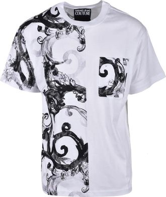 Versace Jeans Couture White Black Split Cotton T-Shirt