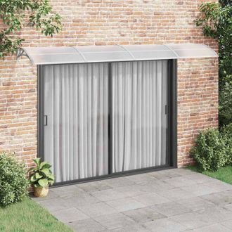 vidaXL Marquesina Puerta Policarbonato Gris Y Transparente 400x75 Cm Vidaxl