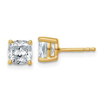 Diamond2Deal 14k Gold 2 ctw Cushion Cut Lab Grown Diamond Stud Earrings
