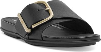 FitFlop Womens FitFlop Gracie Sandals Black Leather Maxi-Buckle Slide HAWK2513