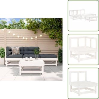 vidaXL Divano centrale - vidaXL Set Salotto da Giardino 4 pz Bianco in Legno Massello di Pino - Poggiapiedi da giardino