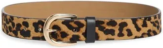 Nordstrom Melony Genuine Calf Hair Belt in Leopard at Nordstrom, Size X-Small