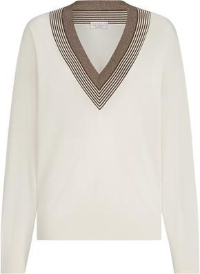 Brunello Cucinelli Cashmere and silk lightweight sweater in White at Nordstrom, Size Xx-Large Eu