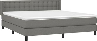 vidaXL Cama Box Spring Con Colch&oacute;n Tela Gris Oscuro 160x200 Cm Vidaxl