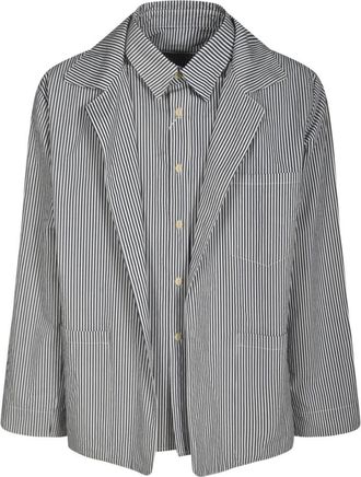Maison Margiela Gestreepte gelaagde jasjes - Heren - Blazers - Grijs - M - Katoen - Jassen