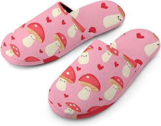 Generic Cute Mushroom Mens Cozy House Slippers Winter Warm Shoes with Anti-Slip Sole for Travel Indoor Outdoor