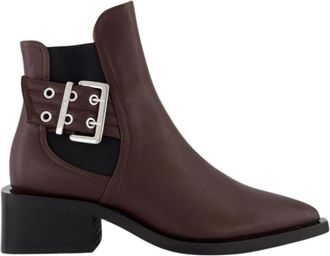 Ganni Chunky Buckle Chelsea Laarzen Bruin - Dames - Laarzen met Hak - Bruin - 38 EU - Schoenen