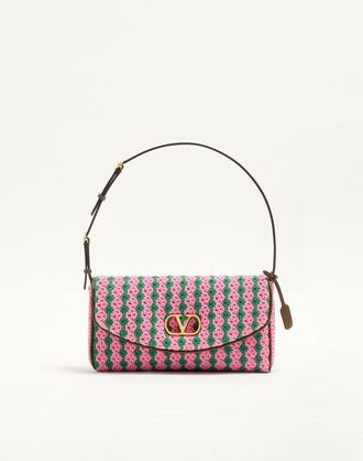 Valentino Garavani Valentino Garavani Devain Small Shoulder Bag In Crochet Fabric Wo