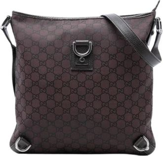 Gucci Pre-owned Nylon Crossbody Bag - Dames - Vintage Schoudertas - Bruin - ONE Size - Nylon - Vintage