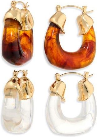 Natasha Set of 2 Resin Hoop Earrings in Clear/Brown at Nordstrom Rack