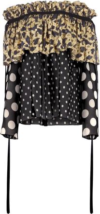 Nina Ricci Polka Dot Satijnen Top - Dames - Blouses - Veelkleurig - 2XS - Satijn - Overhemden