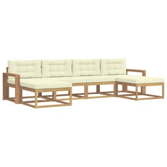 vidaXL Conjunto De Sof&aacute;s De Exterior Con Coj&iacute;n 6 Pcs Blanco Y Crema Vidaxl