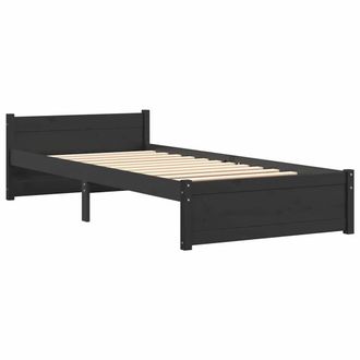 Berkfield Home Beautiful Bed Frame Black Solid Wood 90x200 cm