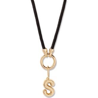 Brook & York Kai Initial Charm Necklace in Gold/Black S at Nordstrom