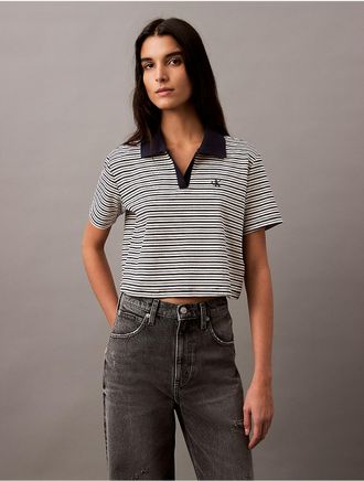 Calvin Klein Jeans Calvin Klein Womens Cotton Contour Rib Polo T-Shirt - Navy - XL