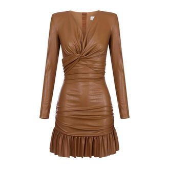 Elisabetta Franchi Dames, Jurken, Bruin, Maat: XL Poliester