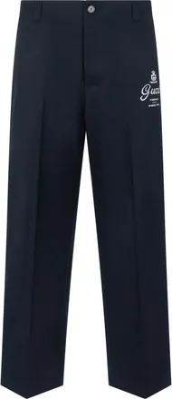 Gucci Straight Trousers, male, Blue, Size: M Classic Cotton Fabric Pants