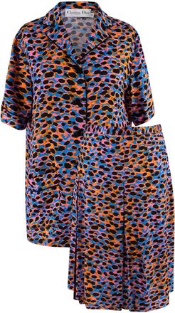 Dior Multicoloured Mizza Print Chez Moi Shirt & Pleated Skirt Size XS