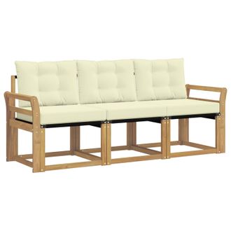 vidaXL Conjunto De Sof&aacute;s De Exterior Con Coj&iacute;n 3 Pcs Blanco Y Crema Vidaxl