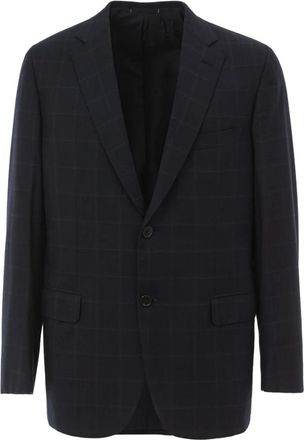 Brioni Blazers, male, Blue, Size: L Check Monopetto Jacket Ravello Style