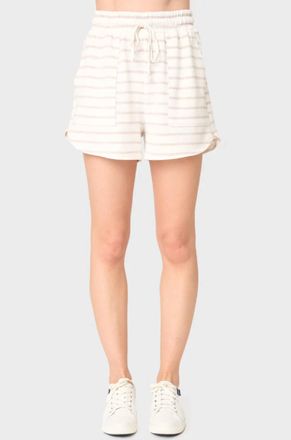 Gibsonlook Tatum Drawstring Shorts In Oatmeal Stripe