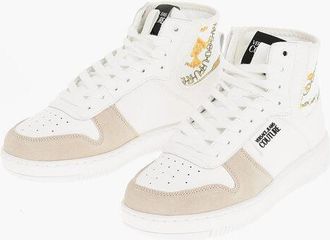 Versace JEANS COUTURE Leather and Fabric MEYSSA High-Top Sneakers wi size 36