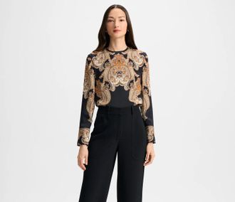 Veronica Beard Karisse Long Sleeve Blouse In Black Multi