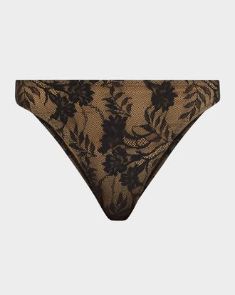 Norma Kamali Luca Floral Lace Bikini Bottoms