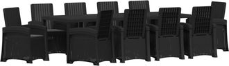 vidaXL Conjunto De Comedor De Jard&iacute;n 11 Uds. Gris Antracita Pp Vidaxl