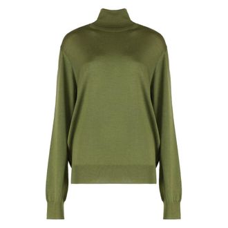 Saint Laurent Turtlenecks, female, Green, L, Turtleneck in cashmere, wool and silk